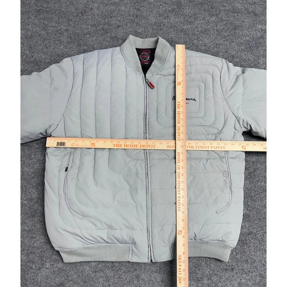 VTG Pepe Jeans London Quilted Bomber Jacket Mens XXL Gray Full Zip Puffer‎ Coat